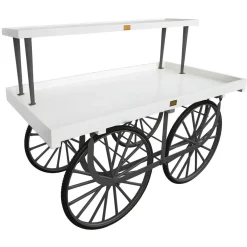 DecoWoerner Expositores Para Tiendas>Carro De Mercado Completo Con Base Nero, Cuerpo Blanco Y Tapa De Madera