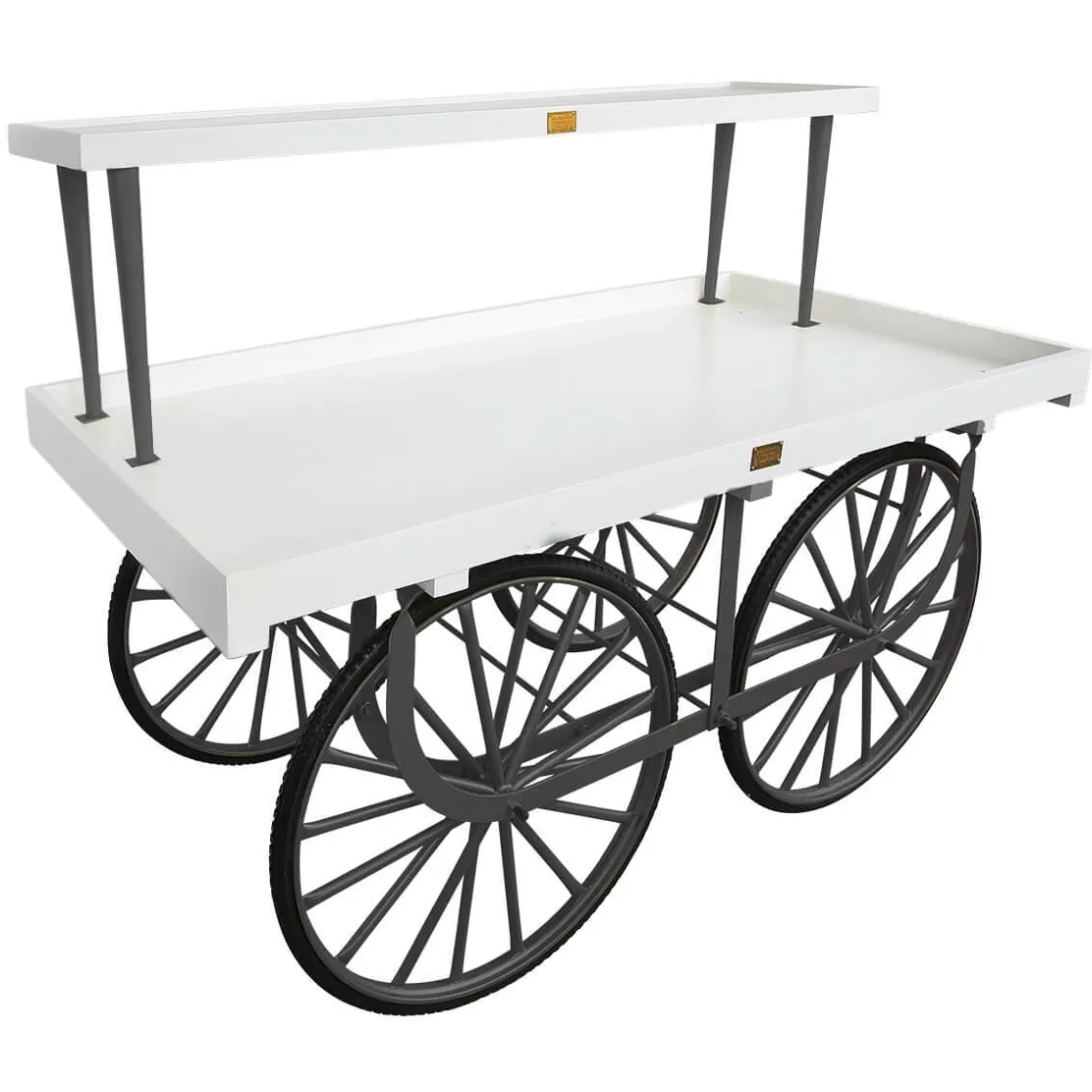 DecoWoerner Expositores Para Tiendas>Carro De Mercado Completo Con Base Nero, Cuerpo Blanco Y Tapa De Madera
