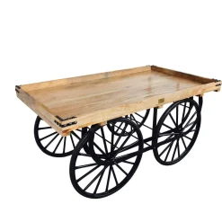 DecoWoerner Decoración Temática>Carro De Mercado Con Base Y Tapa De Madera De Mango