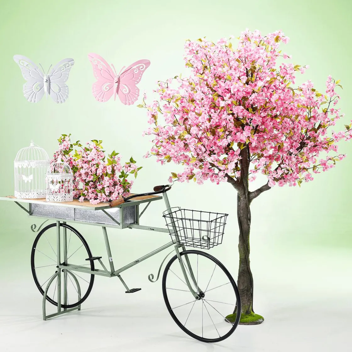 DecoWoerner Decoración De Primavera|Árboles Artificiales>Cerezo Artificial En Flor, 220 Cm,