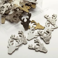 DecoWoerner Decoración Dispersa|Decoración De Otoño>Ciervo De Madera Disperso 72 Piezas 4 Cm