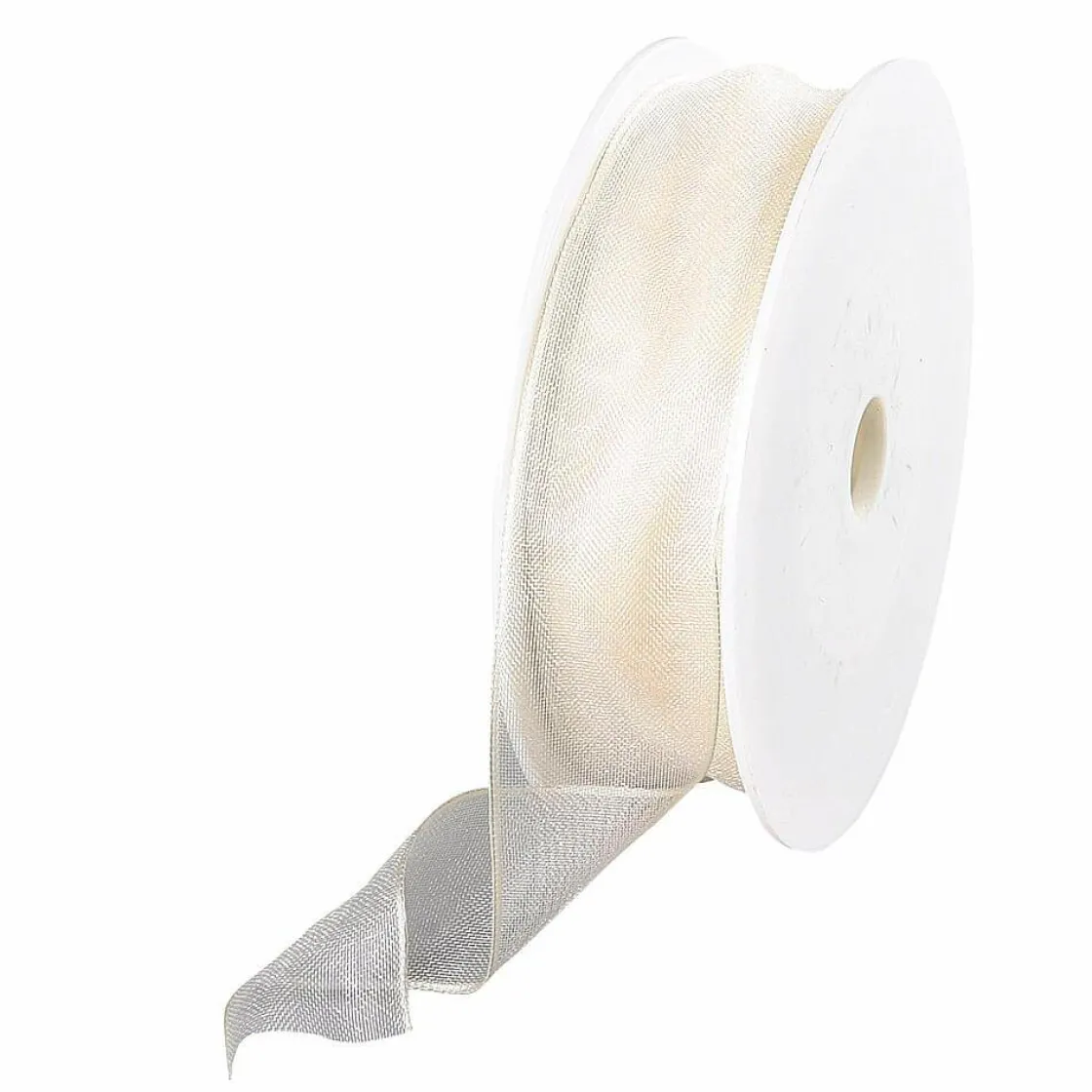 DecoWoerner Cintas De Regalo>Cinta De Chifón Con Alambre, Color Crema, Anchura 25 Mm