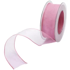DecoWoerner Cintas De Regalo>Cinta De Chifón Con Alambre, Color Fucsia, Anchura: 40 Mm