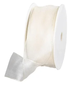 DecoWoerner Cintas De Regalo>Cinta De Chifón Con Alambre, Color Crema, Anchura 40 Mm