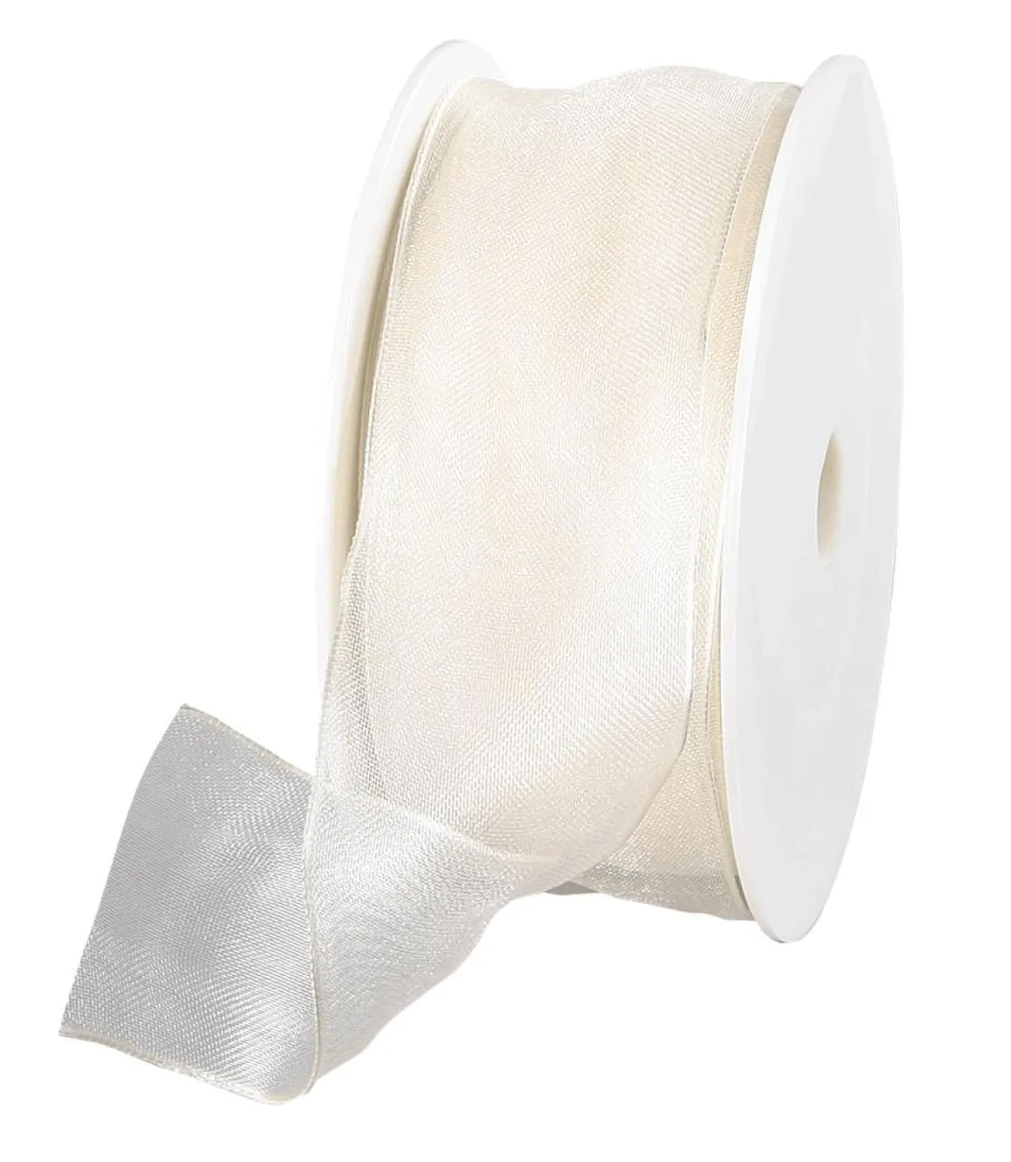 DecoWoerner Cintas De Regalo>Cinta De Chifón Con Alambre, Color Crema, Anchura 40 Mm