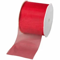 DecoWoerner Cintas De Regalo>Cinta De Gasa 70 Mm, 25 M, Roja