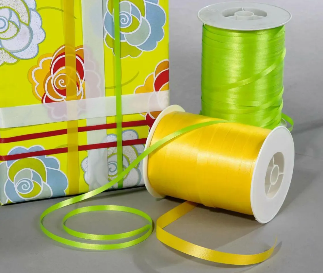 DecoWoerner Cintas De Regalo>Cinta De Poliéster, Anchura De 5 Mm, Amarilla