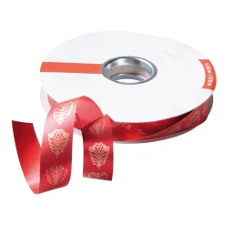 DecoWoerner Cintas De Regalo>Cinta De Poliéster "Ornamento De Hojas", 19 Mm, Roja