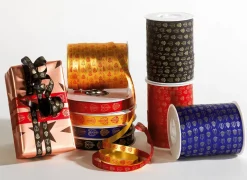 DecoWoerner Cintas De Regalo>Cinta De Poliéster "Ornamento De Hojas", 19 Mm, Roja