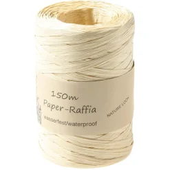 DecoWoerner Cintas De Regalo|Go Green - Envoltorio Para Regalo Ecológico>Cinta De Rafia Ecológica De Material Degradable 7 Mm 150 M Crema