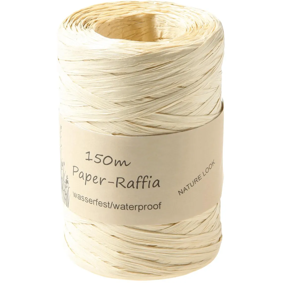 DecoWoerner Cintas De Regalo|Go Green - Envoltorio Para Regalo Ecológico>Cinta De Rafia Ecológica De Material Degradable 7 Mm 150 M Crema