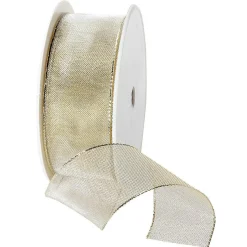 DecoWoerner Cintas De Regalo>Cinta De Red Metálica, Dorada 40 Mm Ancho 25 M