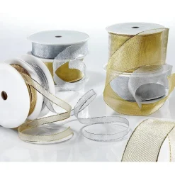 DecoWoerner Cintas De Regalo>Cinta De Red Metálica, Dorada 40 Mm Ancho 25 M