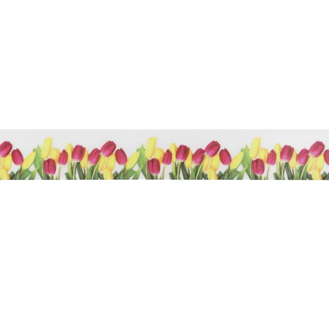 DecoWoerner Cintas De Regalo>Cinta De Regalo De Satén Con Motivo De Tulipanes, 23 Mm, 20 M