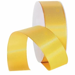 DecoWoerner Cintas De Regalo>Cinta De Tafetán Con Orillo 40 Mm, 50 M, Amarilla