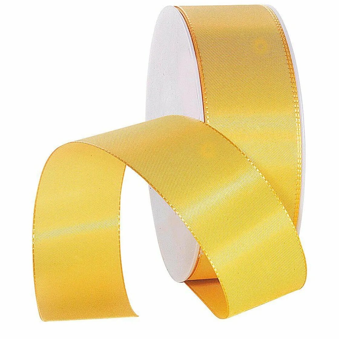 DecoWoerner Cintas De Regalo>Cinta De Tafetán Con Orillo 40 Mm, 50 M, Amarilla