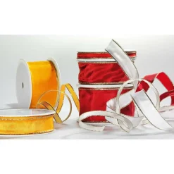 DecoWoerner Cintas De Regalo>Cinta De Tela Con Borde Dorado, 40 Mm, 25 M,
