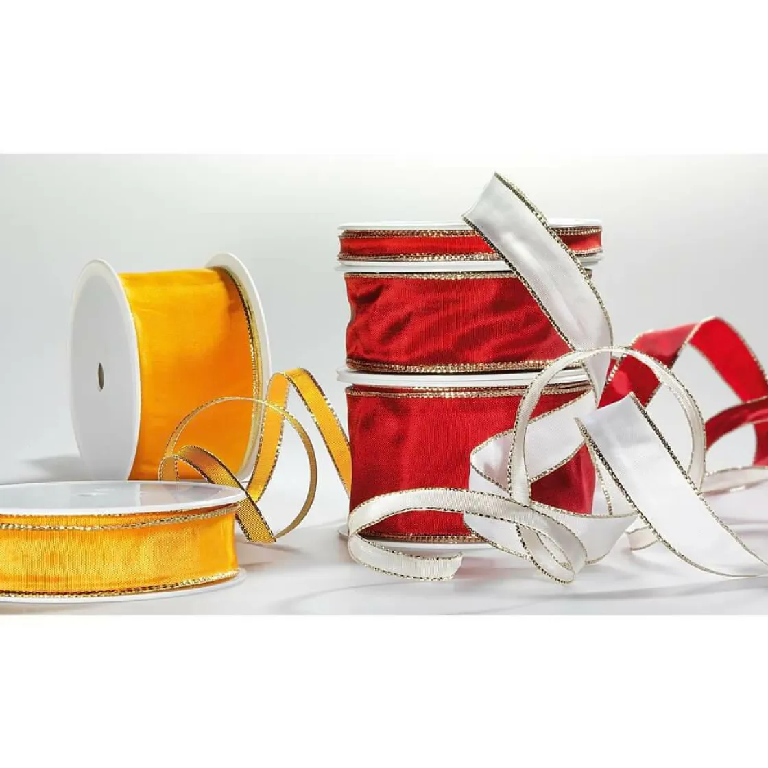 DecoWoerner Cintas De Regalo>Cinta De Tela Con Borde Dorado, 40 Mm, 25 M,