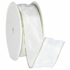 DecoWoerner Cintas De Regalo>Cinta De Tela Con Borde De Alambre, Crema