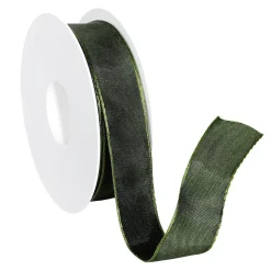 DecoWoerner Cintas De Regalo>Cinta De Tela Con Borde De Alambre, Oscuro, Anchura 25 Mm
