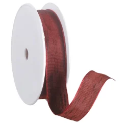 DecoWoerner Cintas De Regalo>Cinta De Tela Con Borde De Alambre, Burdeos, Anchura 25 Mm
