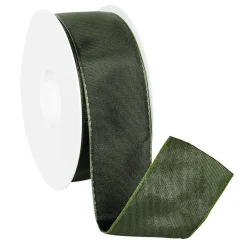 DecoWoerner Cintas De Regalo>Cinta De Tela Con Borde De Alambre, Oscuro, Anchura 40 Mm