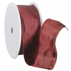 DecoWoerner Cintas De Regalo>Cinta De Tela Con Borde De Alambre, Burdeos, Anchura 40 Mm