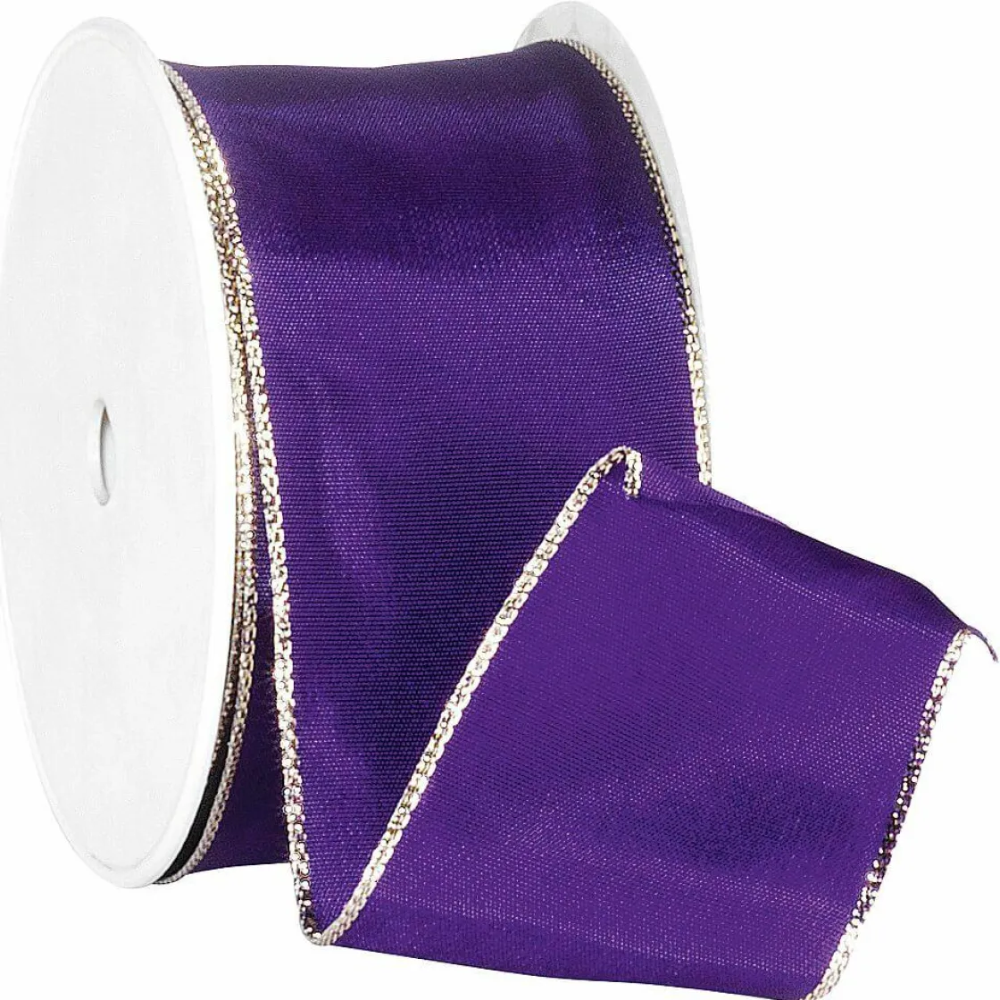 DecoWoerner Cintas De Regalo>Cinta De Tela Con Bordes Dorados, Color Morado