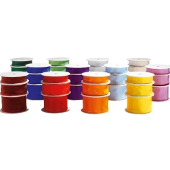 DecoWoerner Cintas De Regalo>Cinta De Tela Con Bordes De Alambre, Color Real, Anchura 25 Mm