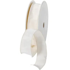 DecoWoerner Cintas De Regalo>Cinta De Tela Con Bordes De Alambre, Color Crema, Anchura 25 Mm