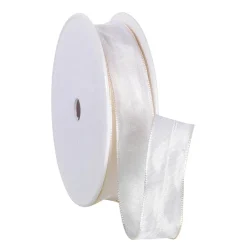 DecoWoerner Cintas De Regalo>Cinta De Tela Con Bordes De Alambre, Color Crema, Anchura 25 Mm