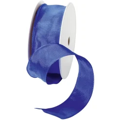 DecoWoerner Cintas De Regalo>Cinta De Tela Con Bordes De Alambre, Color Real, Anchura 40 Mm