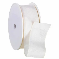 DecoWoerner Cintas De Regalo>Cinta De Tela Con Bordes De Alambre, Color Crema, Anchura 40 Mm