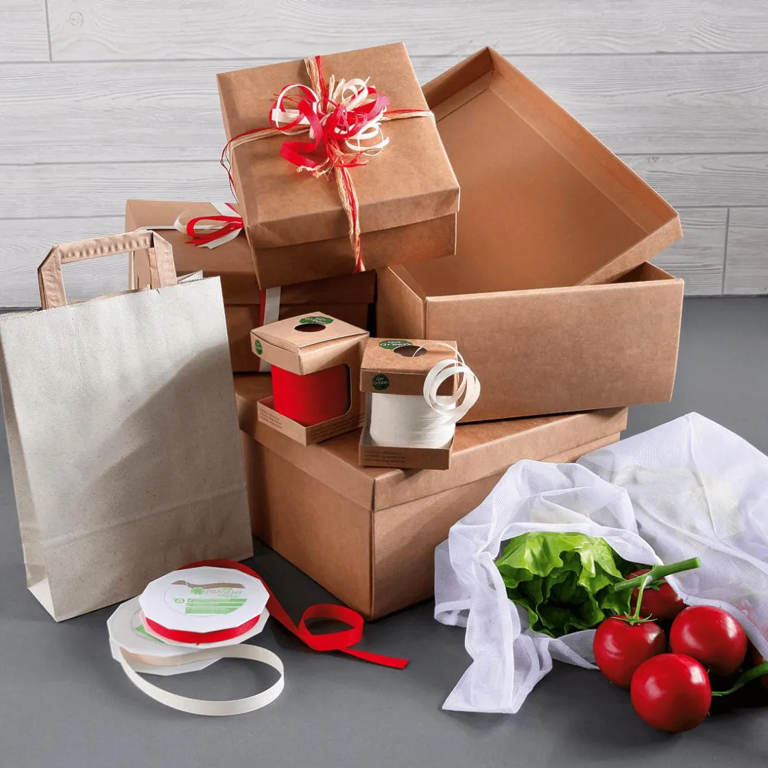DecoWoerner Cintas De Regalo|Go Green - Envoltorio Para Regalo Ecológico>Cinta Ecológica De Rayas 10 Mm 100 M Roja