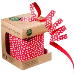 DecoWoerner Cintas De Regalo|Go Green - Envoltorio Para Regalo Ecológico>Cinta Ecológica De Rayas Con Estampado De Estrellas 10 Mm 100 M