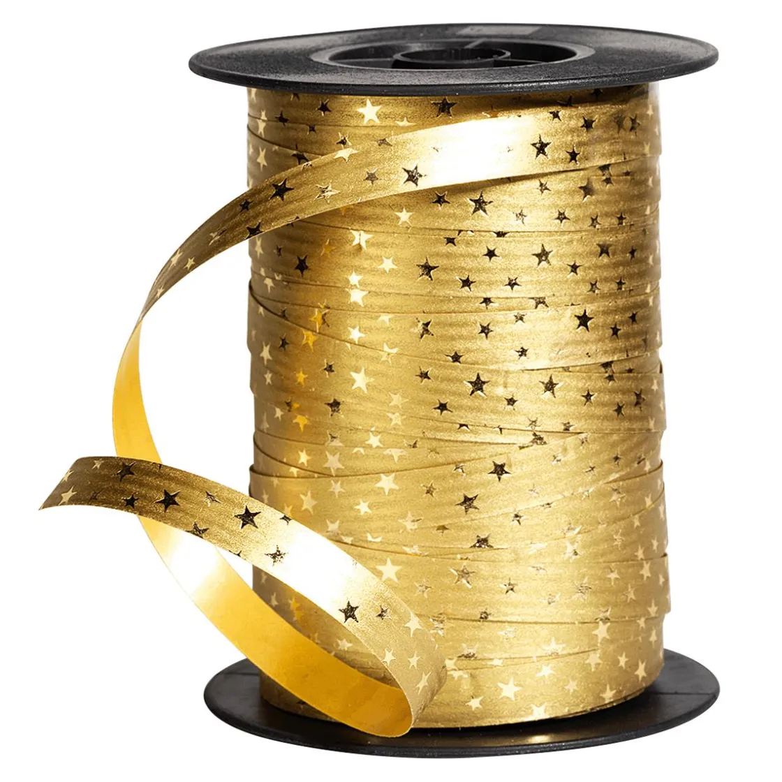 DecoWoerner Cintas De Regalo>Cinta Rizada De Poliéster "Estrellas", 10 Mm, 100 M,