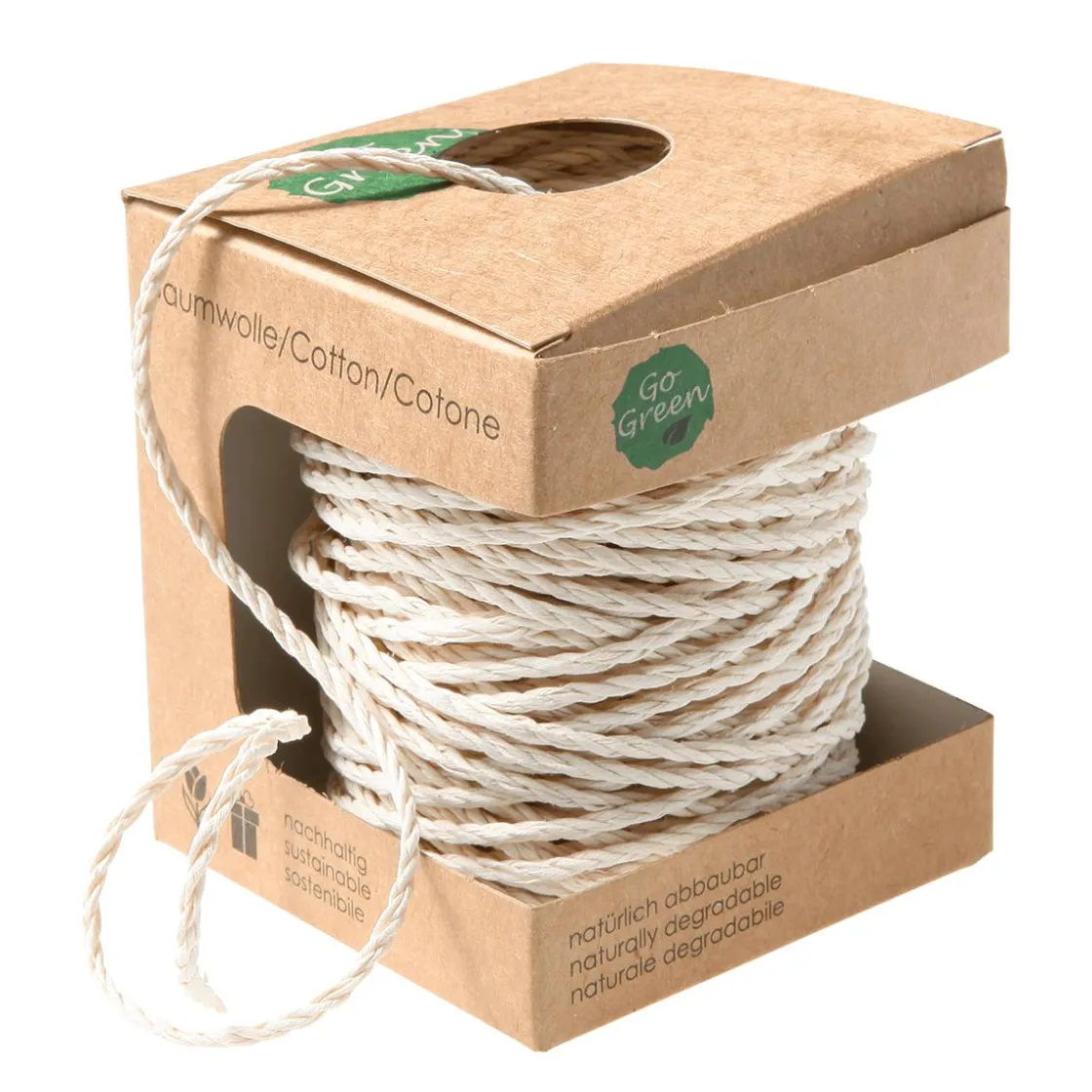 DecoWoerner Cintas De Regalo|Go Green - Envoltorio Para Regalo Ecológico>Cinta Rizadora EcCordón De Algodón Respetuoso Con El Medio Ambiente Hecho De Material Degradable 3 Mm 30 M Azul Claroológica De Material Degradable 10 Mm 100 M De Crema