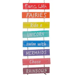 DecoWoerner Decoración Temática|Decoración De Verano>Colgador De Madera Good Mood En Colores Del Arco Iris 2 X 20 X 60 Cm