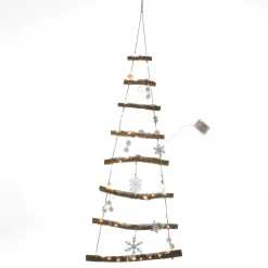 DecoWoerner Figuras De Navidad>Colgador De Madera Iluminado Para árboles, 100 Cm De Largo