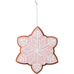 DecoWoerner Figuras De Navidad>Colgante De Navidad Copo De Nieve De Pan De Jengibre 14 Cm Ø 4 Piezas