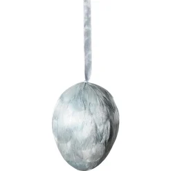 DecoWoerner Decoración De Pascua>Colgante Decorativo Huevo Con Plumas Hielo, Longitud 10 Cm