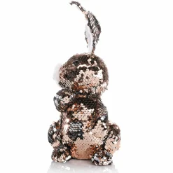 DecoWoerner Decoración De Animales|Decoración De Pascua>Conejo De Pascua Decorativo Con Lentejuelas Reversibles Cobre Y , 21 Cm