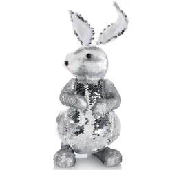 DecoWoerner Decoración De Animales|Decoración De Pascua>Conejo De Pascua Decorativo Con Lentejuelas Reversibles , 35 Cm