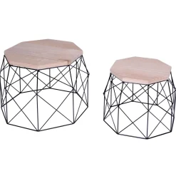 DecoWoerner Expositores Para Tiendas|Decoración Natural>Conjunto De 2 Mesas Auxiliares "Hexágono"