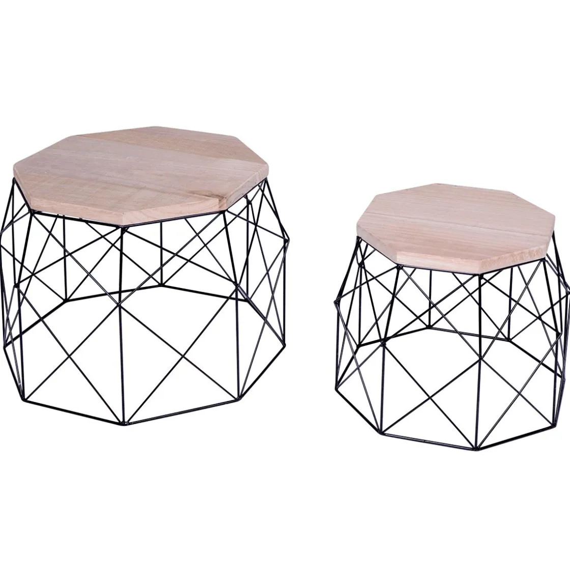 DecoWoerner Expositores Para Tiendas|Decoración Natural>Conjunto De 2 Mesas Auxiliares "Hexágono"