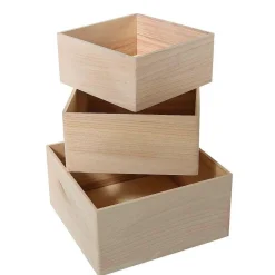 DecoWoerner Expositores Para Tiendas|Macetas Y Artículos De Decoración>Conjunto De Cajas De Madera Cuadrado 3 Piezas
