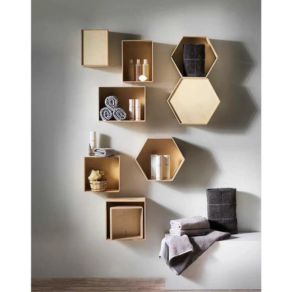 DecoWoerner Expositores Para Tiendas|Macetas Y Artículos De Decoración>Conjunto De Cajas De Madera Cuadrado 3 Piezas