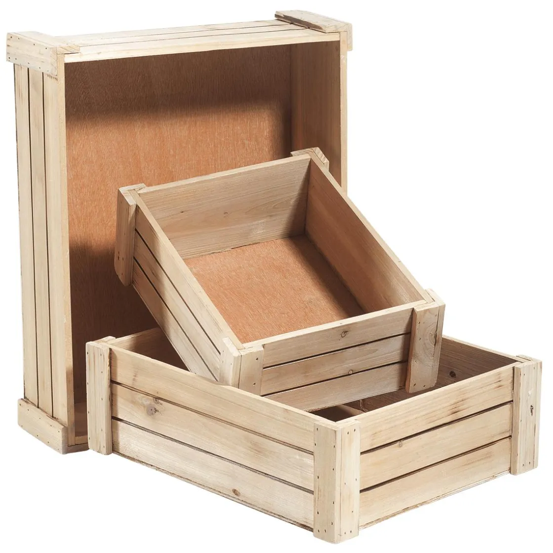 DecoWoerner Expositores Para Tiendas|Macetas Y Artículos De Decoración>Conjunto De Cajas De Madera, Natural