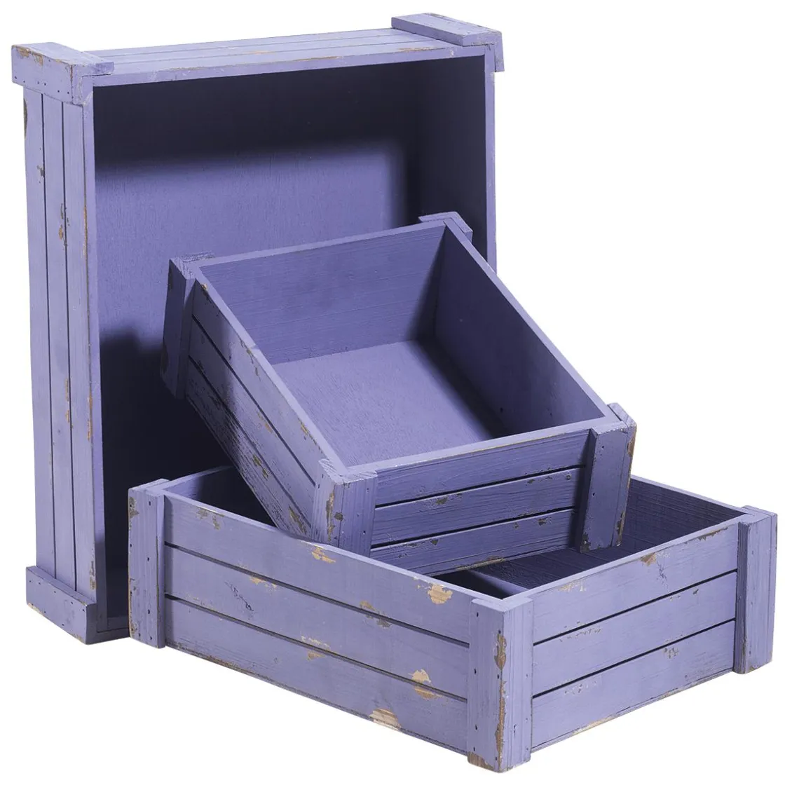 DecoWoerner Expositores Para Tiendas|Macetas Y Artículos De Decoración>Conjunto De Cajas De Madera, Lila