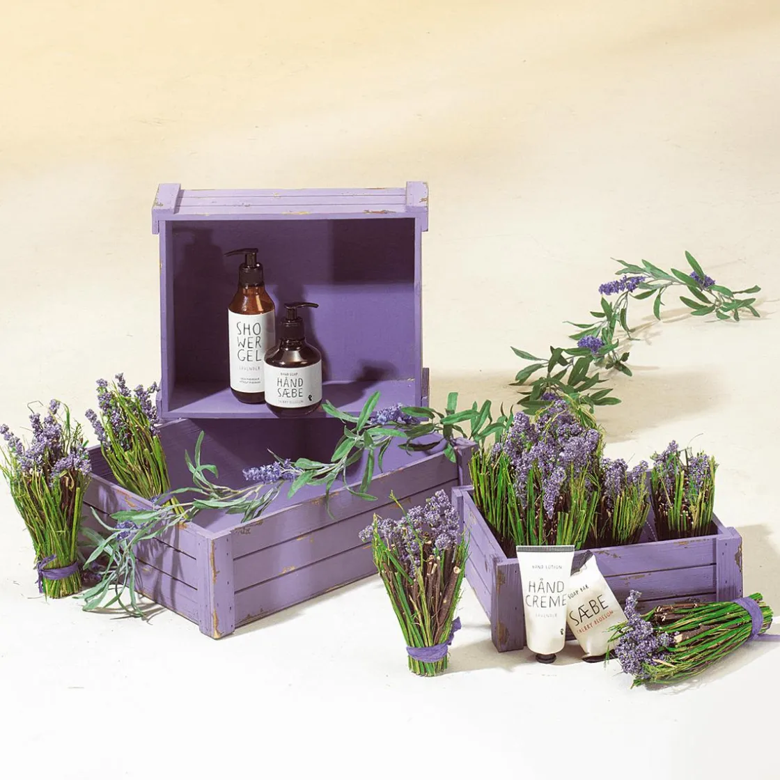 DecoWoerner Expositores Para Tiendas|Macetas Y Artículos De Decoración>Conjunto De Cajas De Madera, Lila